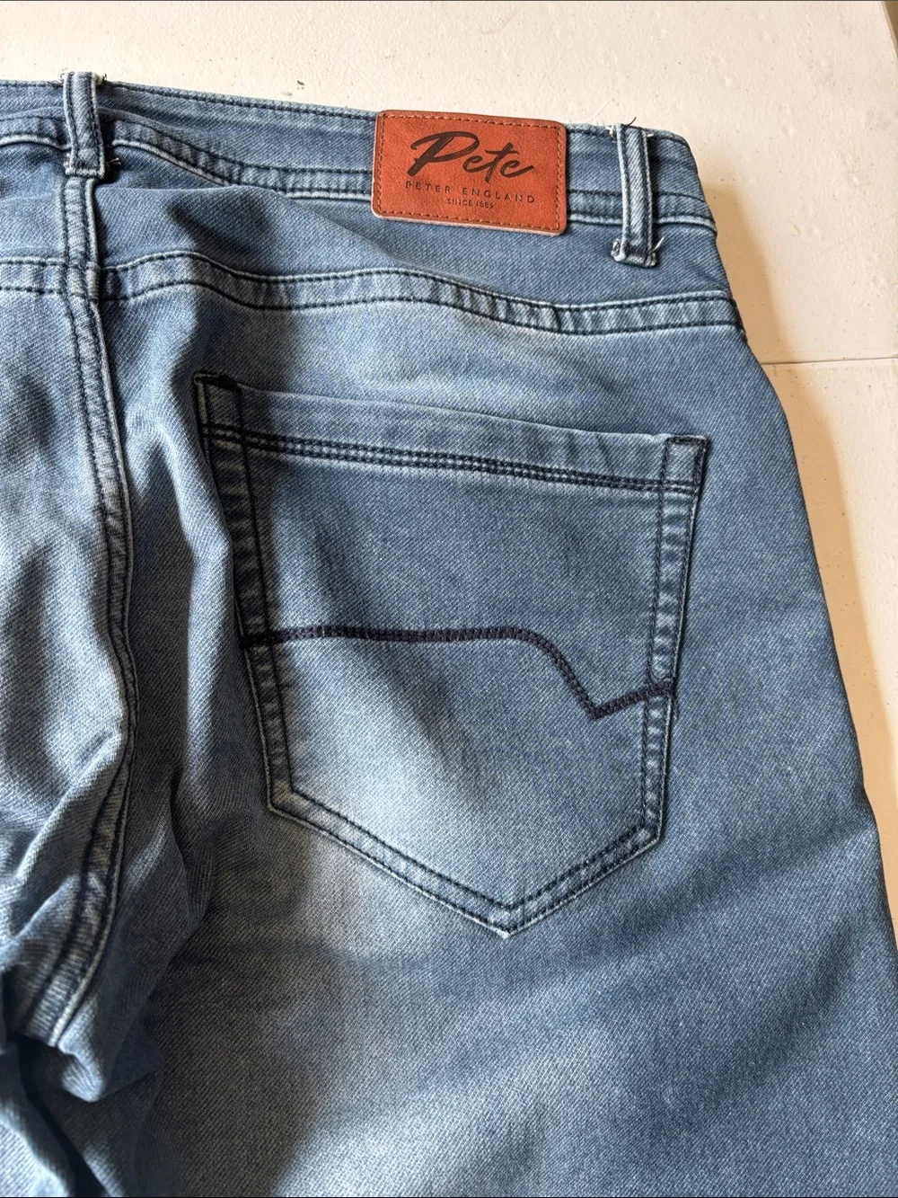 Peter England Men’s Skinny Slim Straight Jeans in Blue Wash 36x32